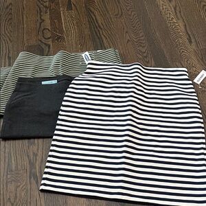 Old Navy 2 Striped and 1 solid pull-on Pencil Skirts, size M, NWT.